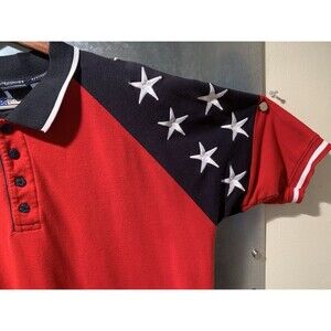 Rock Point Freedom Patriotic Polo Shirt L Embroidered Stars USA Men's VTG 2004